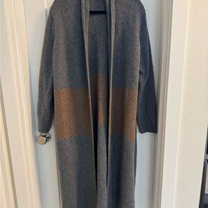 Gray and Brown Long Cardigan plus size 3XL women